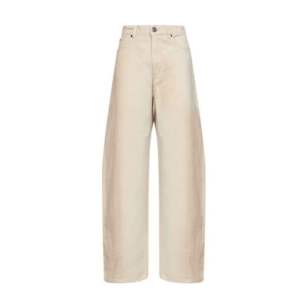 Max Mara Weekend Women Ivory Cotton Drill Wkdordine Barrel Trousers